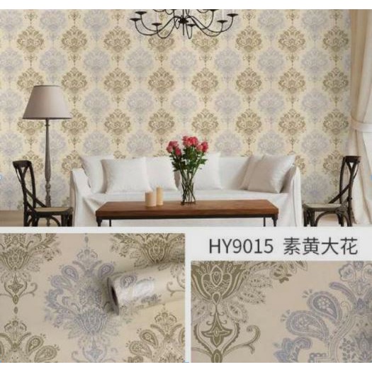 DEOS WALLPAPER STICKER DINDING MOTIF BATIK SILVER GOLD