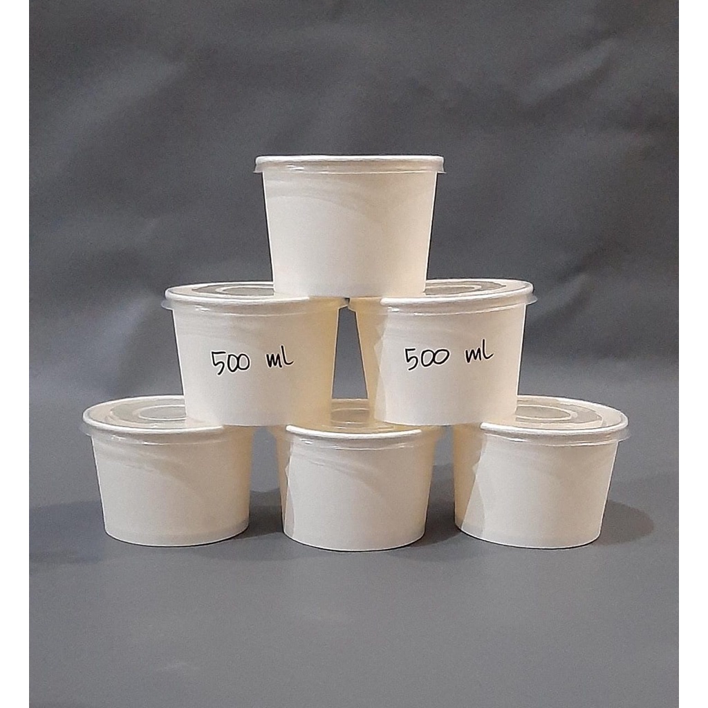 Paper Bowl - Mangkuk Kertas 500 ML ( 17 OZ ) Mangkuk + Lid Tutup