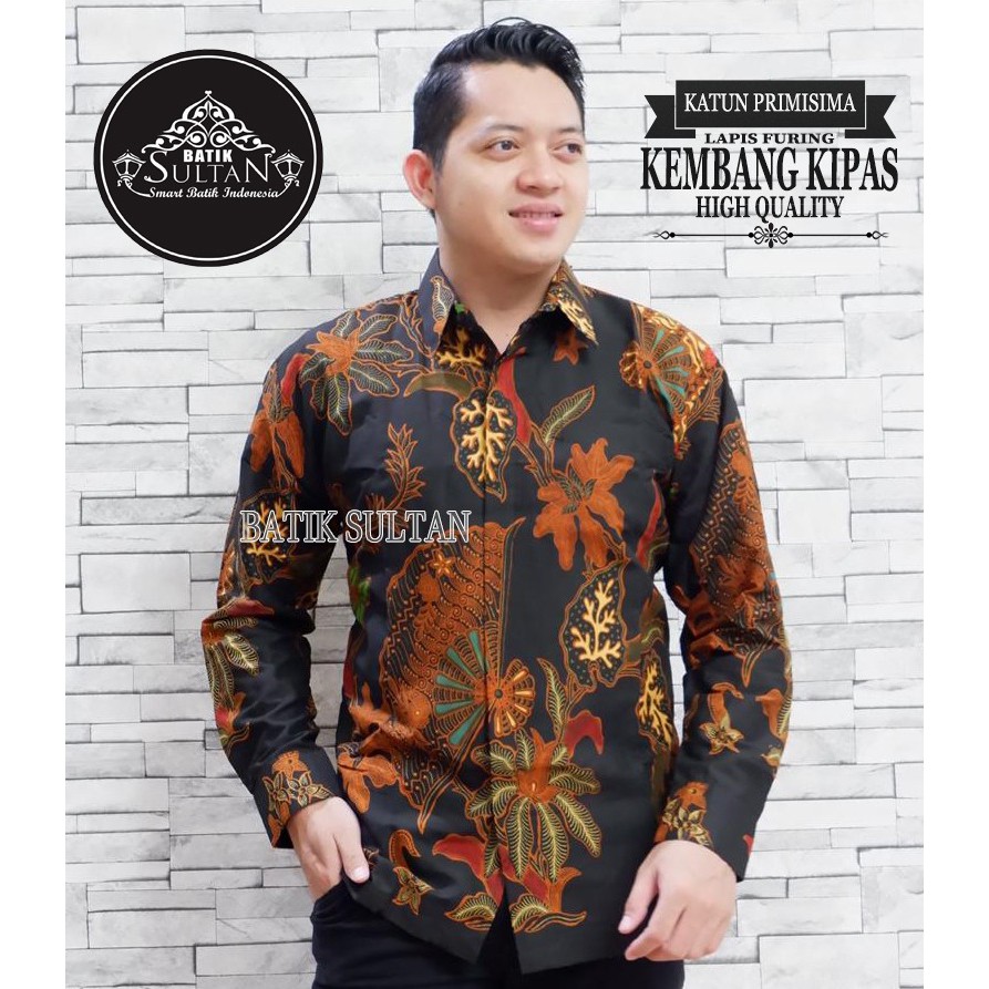 Kembang Kipas Kemeja Batik Pria Panjang Full Furing by Batik Sultan