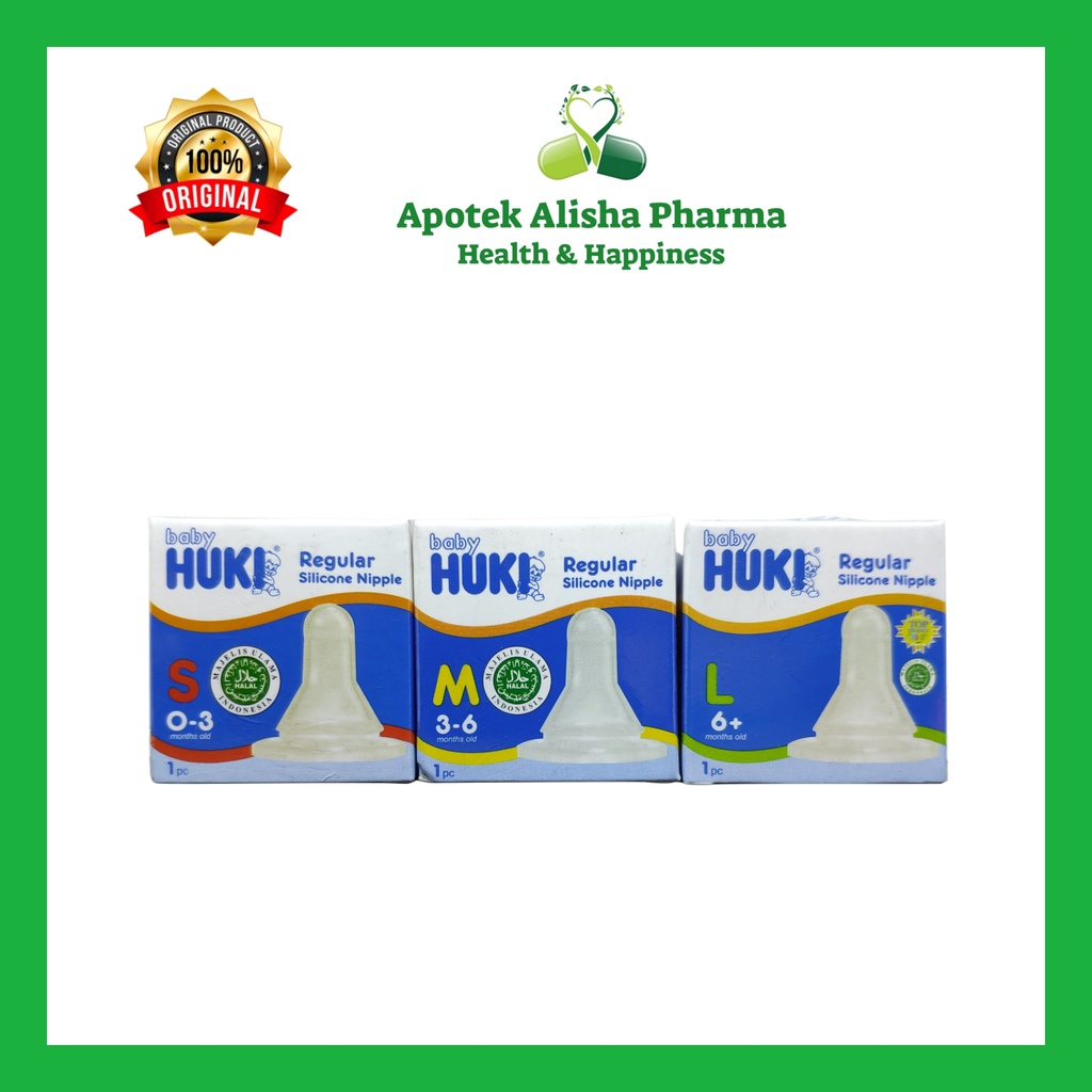 Baby Huki Regular Silicone Nipple / Karet Dot Botol Silikon Bulat Anti Sedak