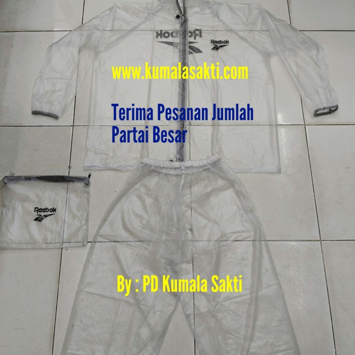 Baju Sauna Suit Olahraga Reebok Putih-Rainsol Running-Jaket Sauna Suit