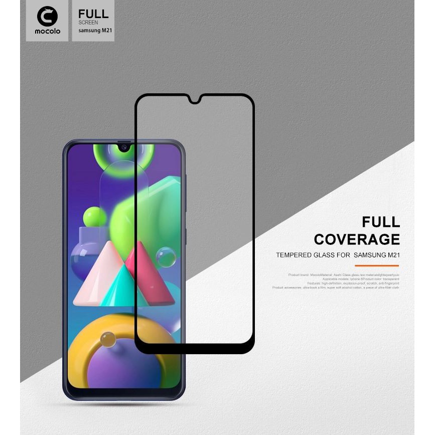 Mocolo Samsung M11 M21 M31 M51 Tempered Glass Full Screen Cover Edge Guard Oleophobic
