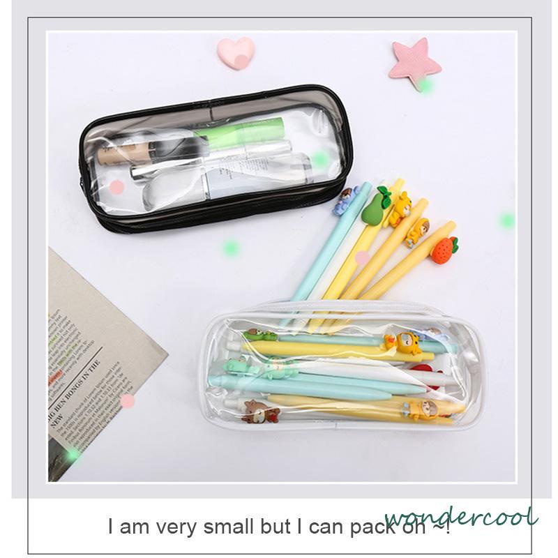 Decompression Primary Middle School Students Competition Rotating Pen Can Write Student Rotating PenTransparent PVC Student Stationery Zipper Pen Bag Travel Portable Toiletry Makeup Storage Bag-Won