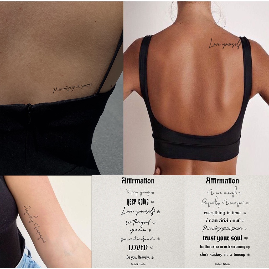 Tattoo Temporary Affirmation PART 1 | Tato Temporer Waterproof tulisan Aesthetic Sebati Studio