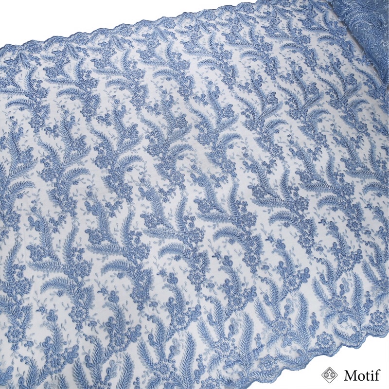 [NEWEST PRODUCT] ZIVILIA TULLE METTALIC EMBRODERY EXCLUSIVE TILE TWOTONE PREMIUM BORDIR PER 0.5M BY MACMOHAN