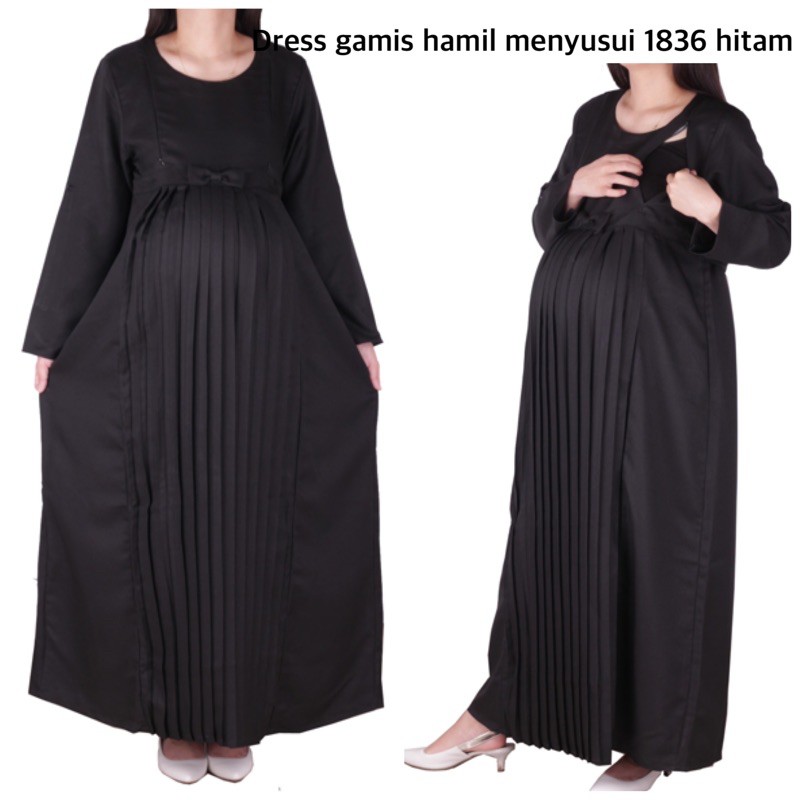 Baju hamil gamis hamil dan menyusui 1836 hitam