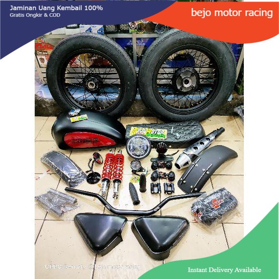 paket body japstyle scrambler plus ban set buat motor tiger mega pro scorpio byson thunder verza dll