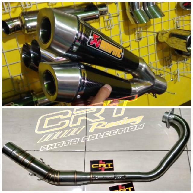 Knalpot Racing Akrapovic Doble silencer Cbr150r R15 Gsx150r Cb150r Vixion Aerox155 Nmax