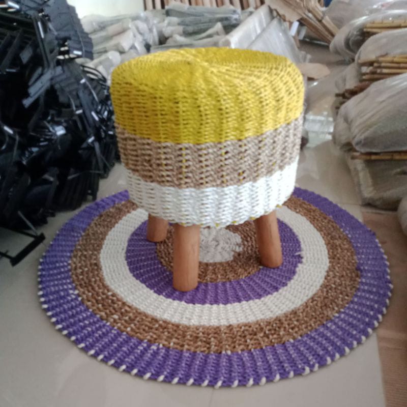Jual Kursi Sigras Bulat Diamter 40cm Murah / Stool Sea Grass / Bangku Stool Sigras Bulat Diameter 40