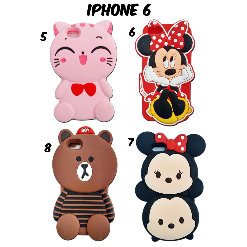 Silikon 3D karakter  IPHONE 6 silicon softcase casing hp lucu menarik / untuk anak anak hadiah ulang tahun Silikon boneka lucu pelindung hp case tebal karet softcase lentur