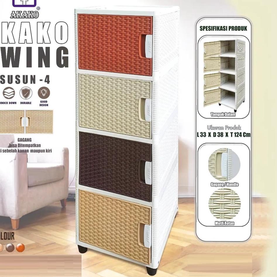 AKAKO - LEMARI PAKAIAN BAJU PLASTIK RAK PIRING AKAKO ROTAN AKAKO SWING 2 SUSUN 3 SUSUN 4 SUSUN 5 SUS