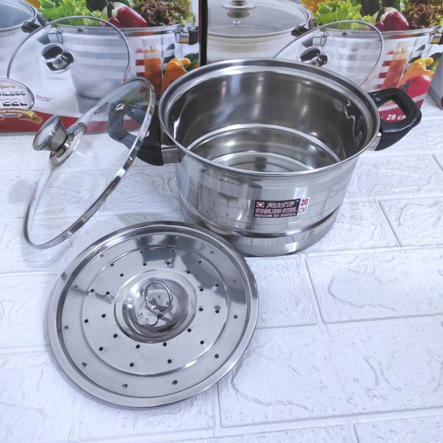 Panci ROSH Sauce Pot Steamer Kukus Kukusan Stainless 20 22 24 26 28 cm