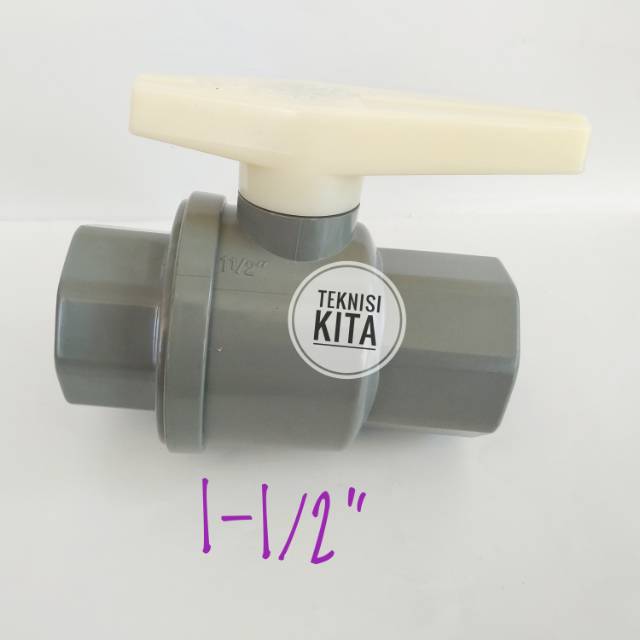 Pvc Ball Valve 1-1/2 Inch Kdj Taiwan Stop Kran Keran Inchi Awet Dim