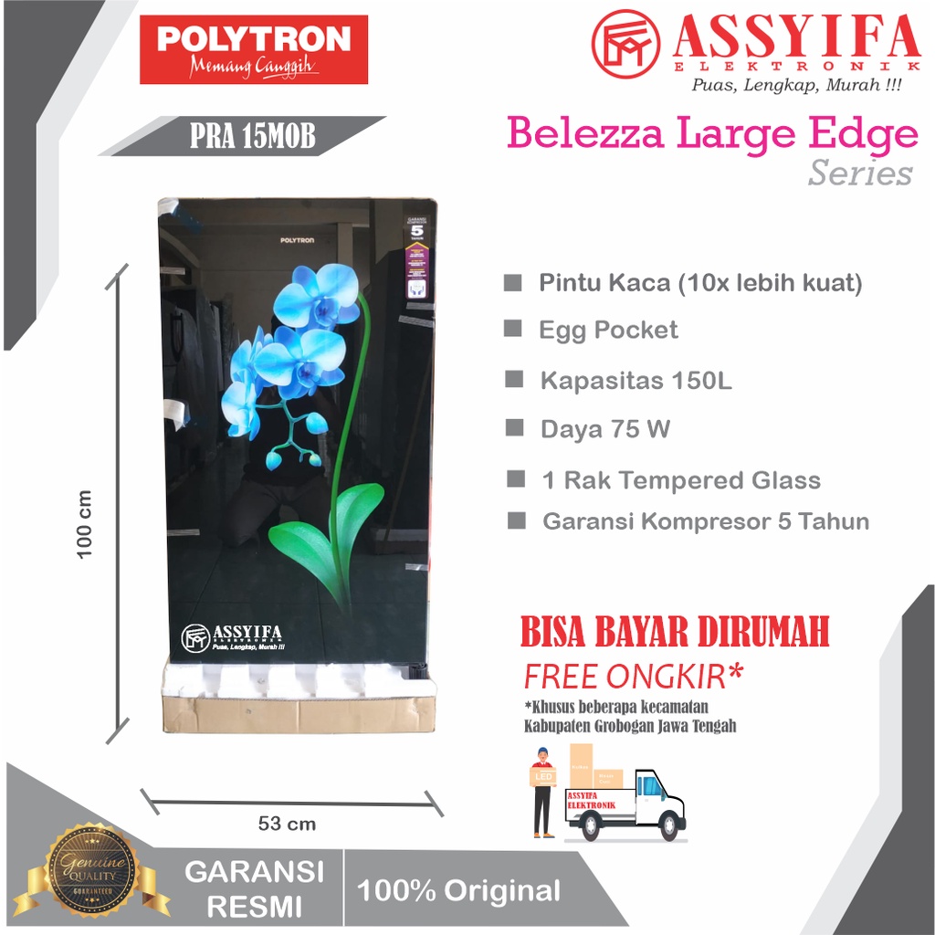 KULKAS POLYTRON 1 PINTU BELEZZA 15DR NEW GARANSI RESMI 100% ORI