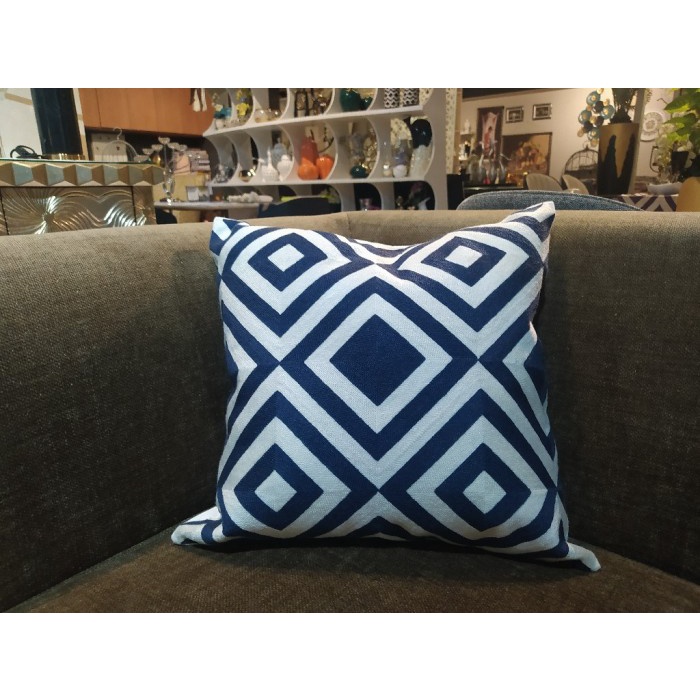 Sarung Bantal Segi Empat Biru Putih / Pillow Case