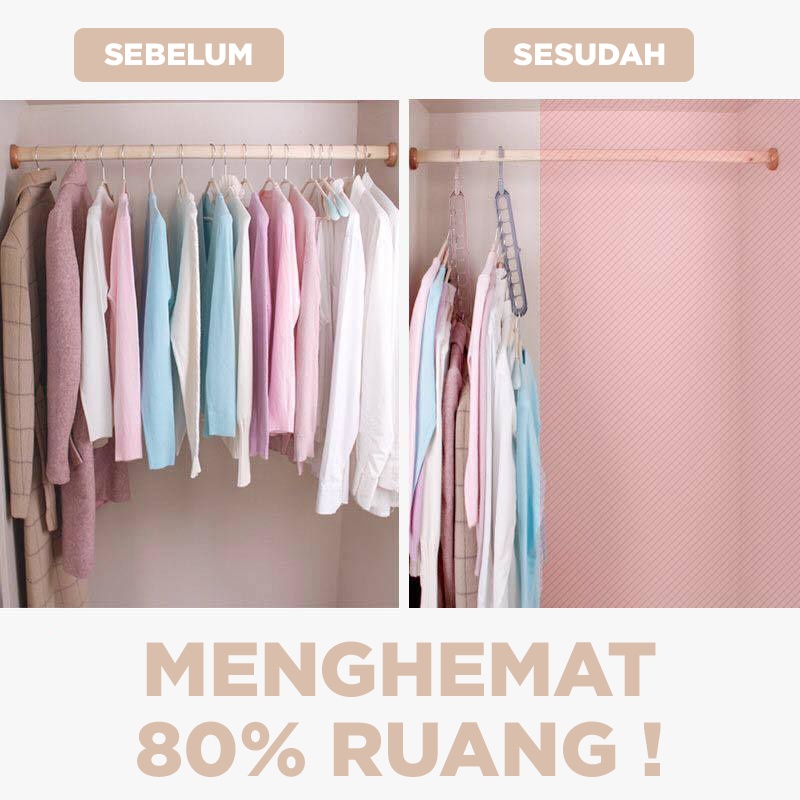 Magic Hanger Foldable Gantungan Baju Lipat Ajaib 9 in 1 Multifungsi