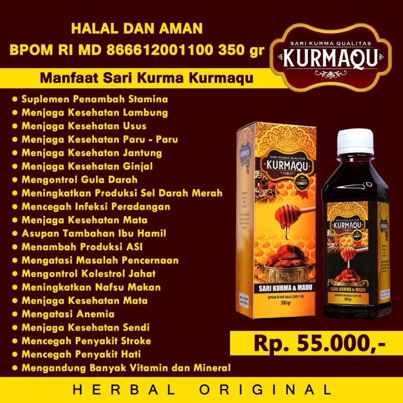 Sari Kurmaqu - Sari kurma plus madu - Sari Kurmaku Original 250 gram