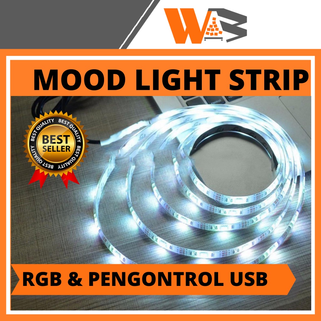 COD Mood Light Led Strip 5050 RGB with USB Controller RGB LAMPU HIAS RUANGAN MEJA PC TV - LAMPU LED STRIP MOOD