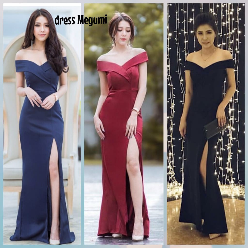 Dress sabrina model duyung body fit megumi bahan Scuba import fit to L