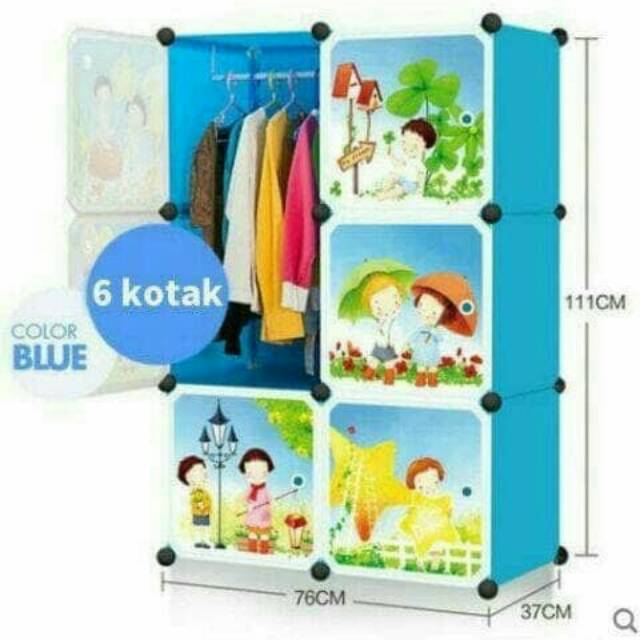 lemari baju rakit/lemari baju/storage cabinet 6 kolom