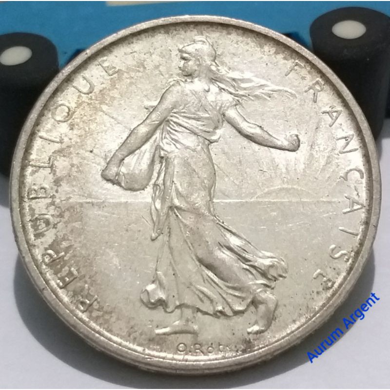 SB.18--  1 PC KOIN PERAK KUNO ASLI 5 FRANCS REPUBLIQUE FRANCAISE TH 1963. -- SILVER COIN --