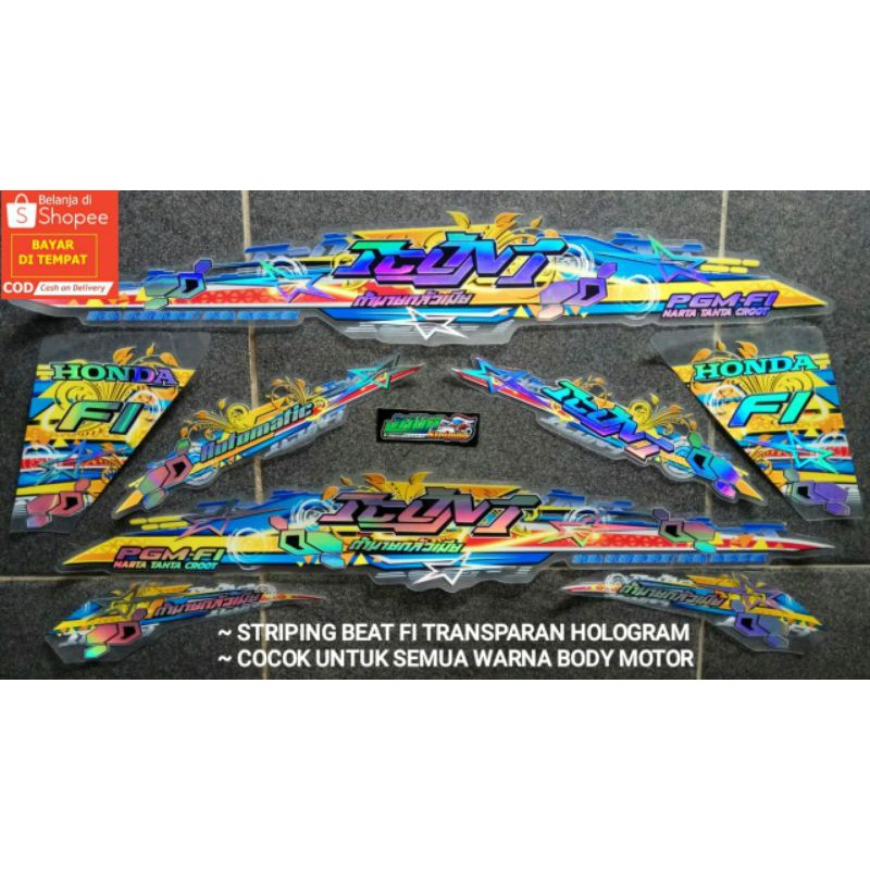 STRIPING STICKER LIST BEAT FI TRANSPARAN HOLOGRAM ICON I STAR