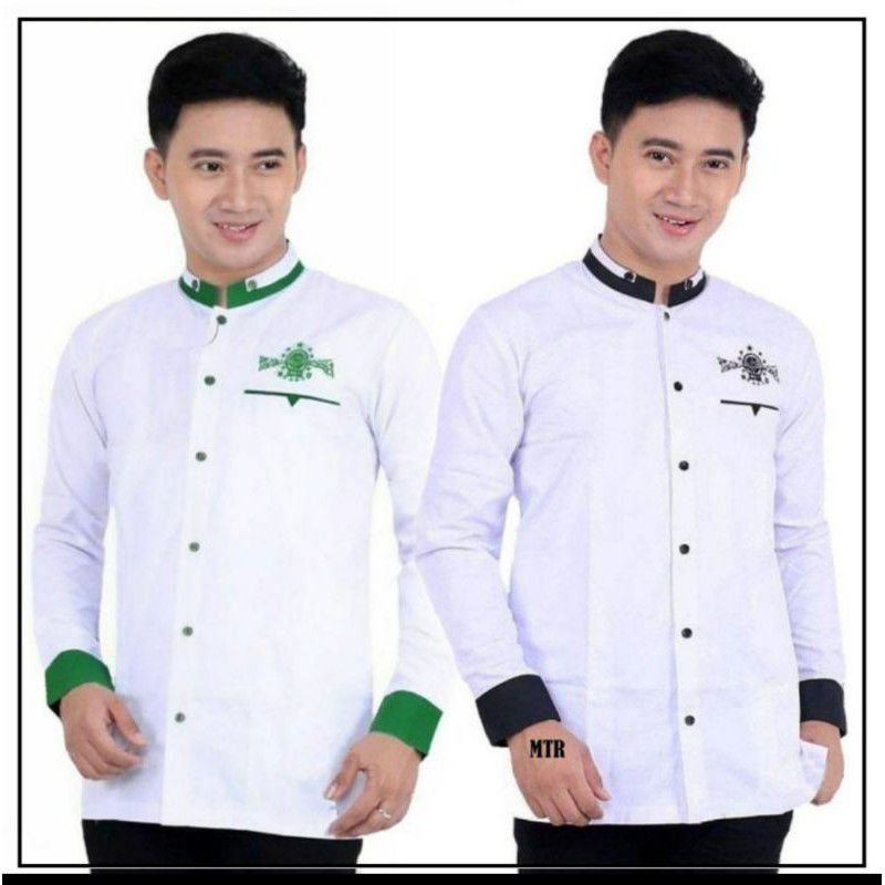 BAJU KOKO NU LENGAN PANJANG BUSANA MUSLIM PRIA TERBARU KEMKO NU KERAH DOBEL SIZE S-M-L-XL KATUN PREM