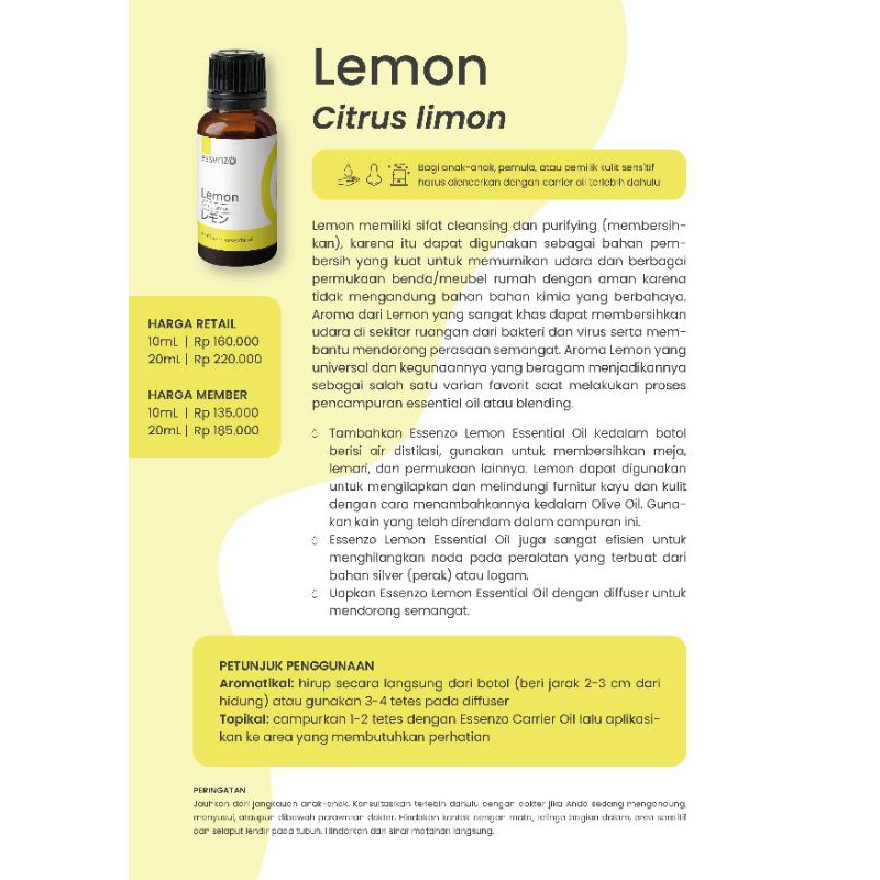 Essential Oil Lemon Isi 10ml Sale Shopee Indonesia