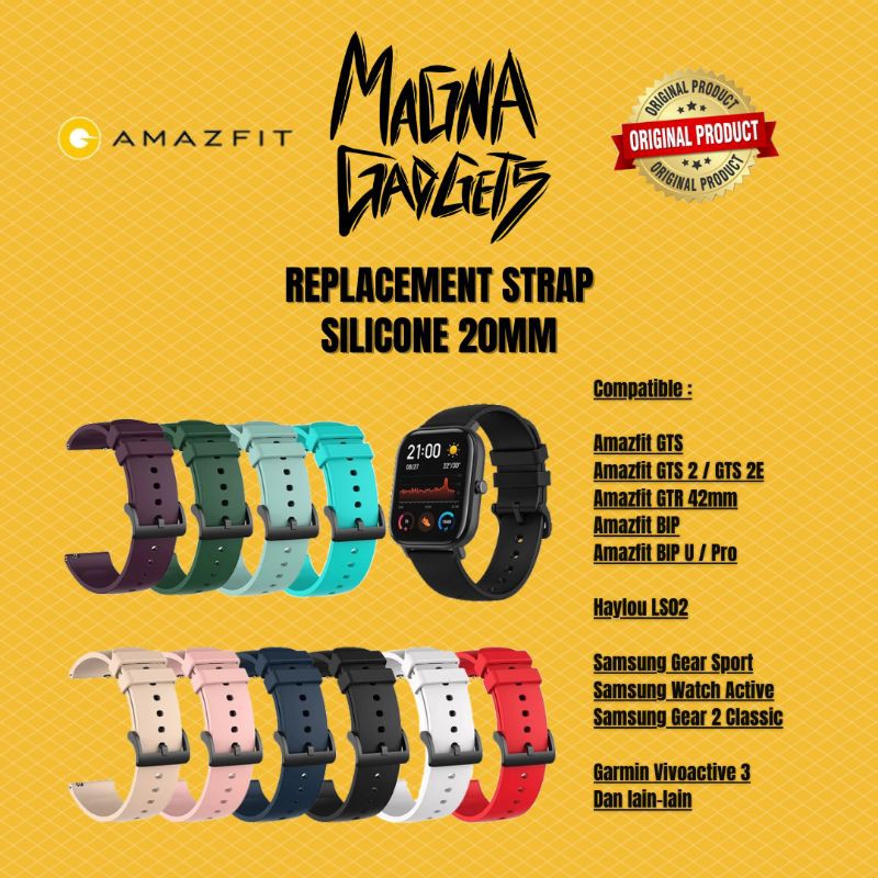 Jual Strap Silikon 20mm Xiaomi Huami Amazfit GTS GTR BIP Garmin Samsung