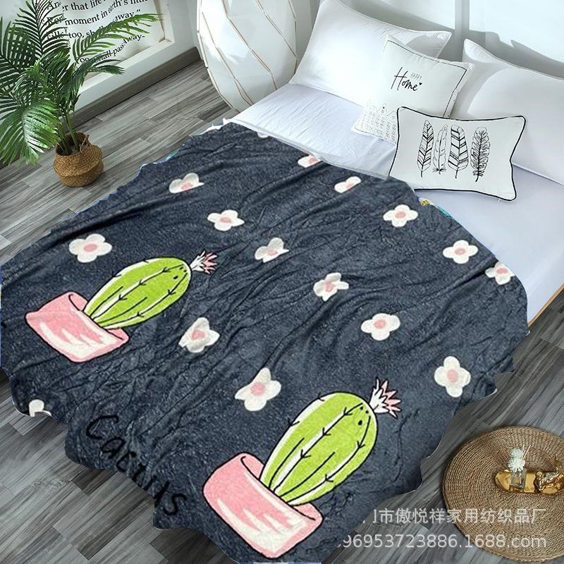 Selimut Bulu Halus Motif Dewasa  Aesthetic Atisashop Murah Berkualitas Lembut Uk135x190 New Arrival-CACTUS BLACK