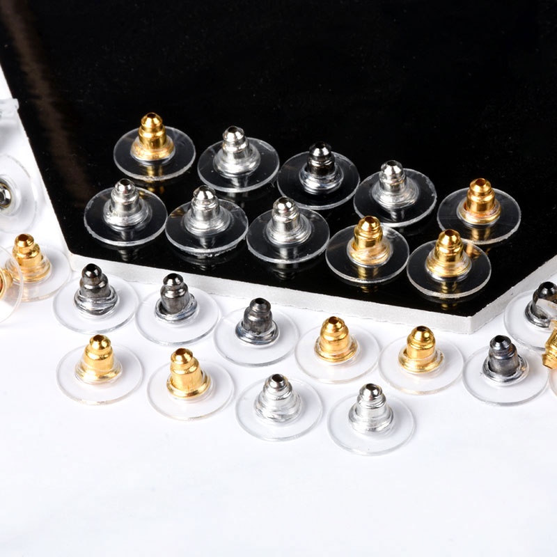 100pcs / lot Stopper Belakang Anting Bahan Karet Untuk DIY Perhiasan