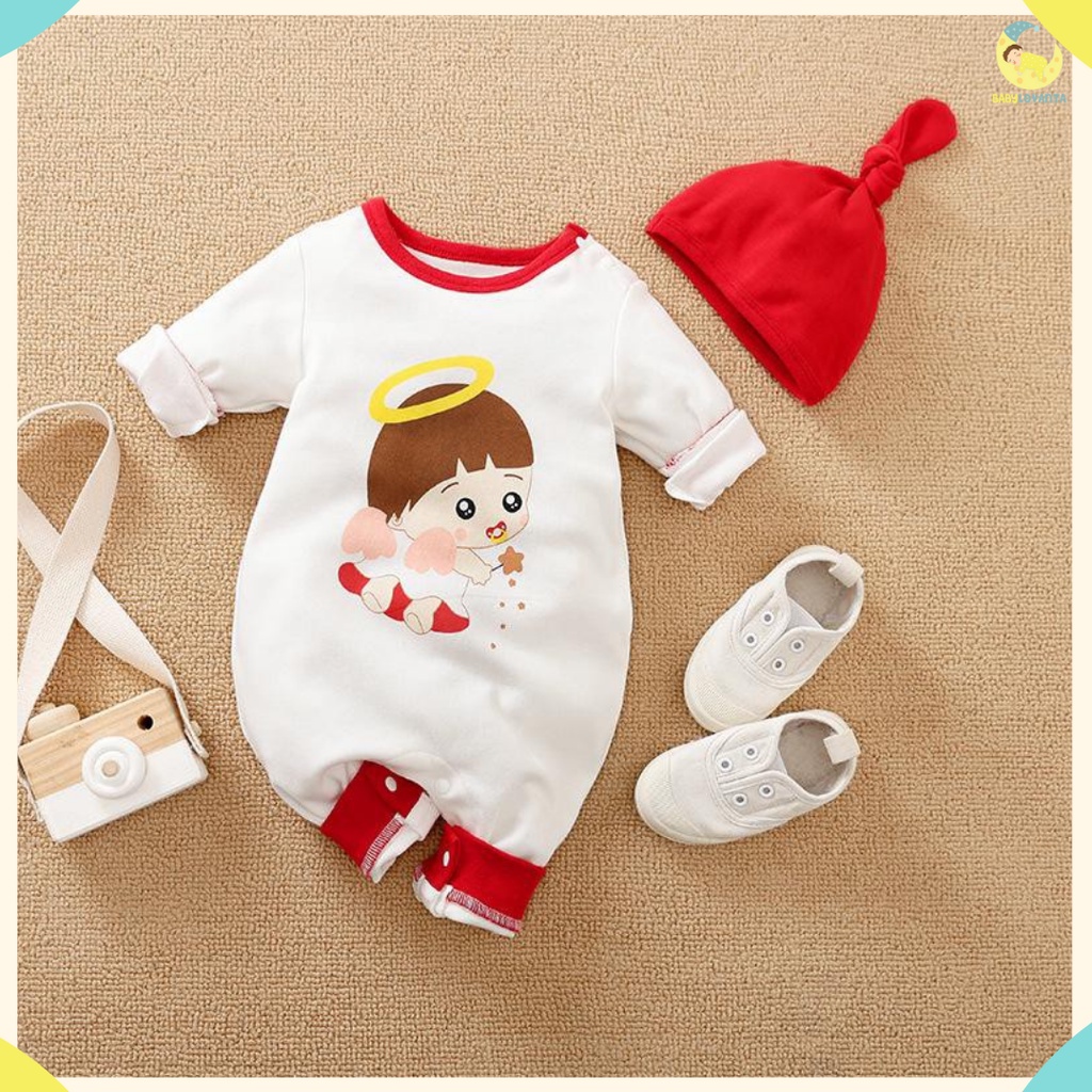 [COD]  Jumper bayi motif Angel 0-2tahun FREE KUPLUK / baju bayi unisex jumper lengan panjang import/Babylovanta