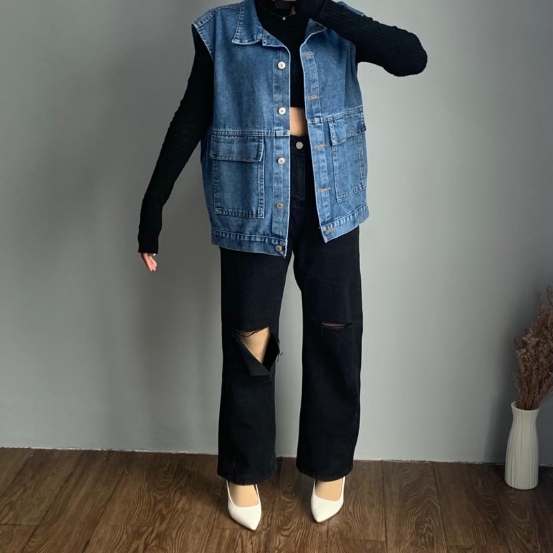 [LUXE.DLABEL] - E3 Rompi Jeans | [LUXE.DLABEL] - E3 Rompi jeans | Rompi Jeans Wanita Import Jaket wanita Premium