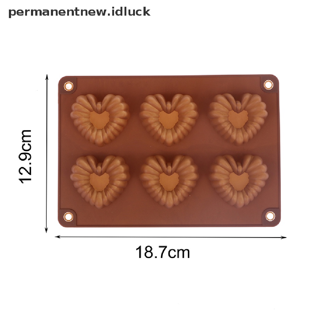 1 Pc Cetakan Kue / Coklat 6 Lubang Bentuk Hati Bahan Silikon Untuk Dekorasi