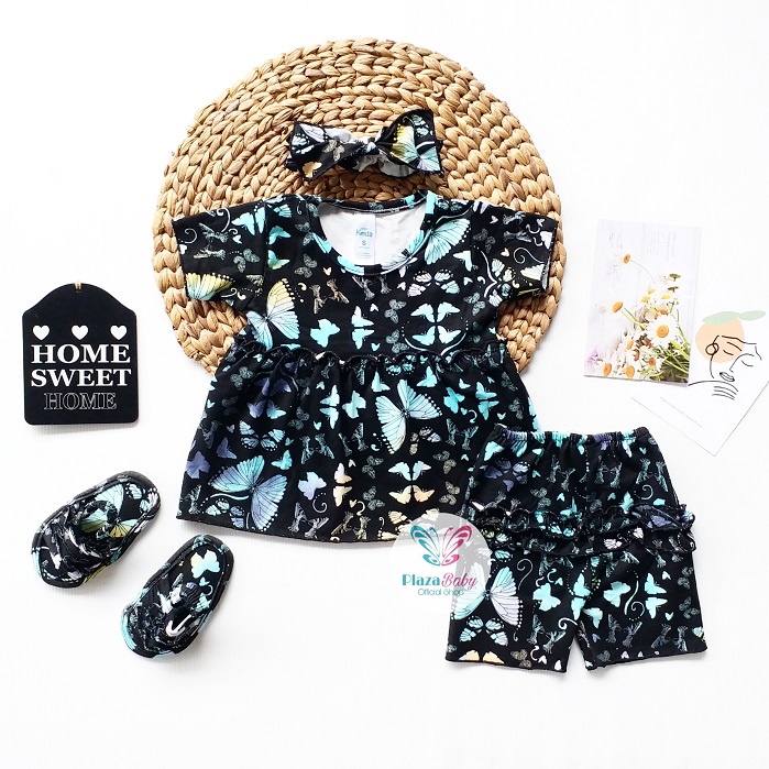 PROMO CUCI GUDANG!!! PROMO 7.7 plazababyku  MX MEDDIE SET setelan bayi motif bunga yang lucu free headband + sandal