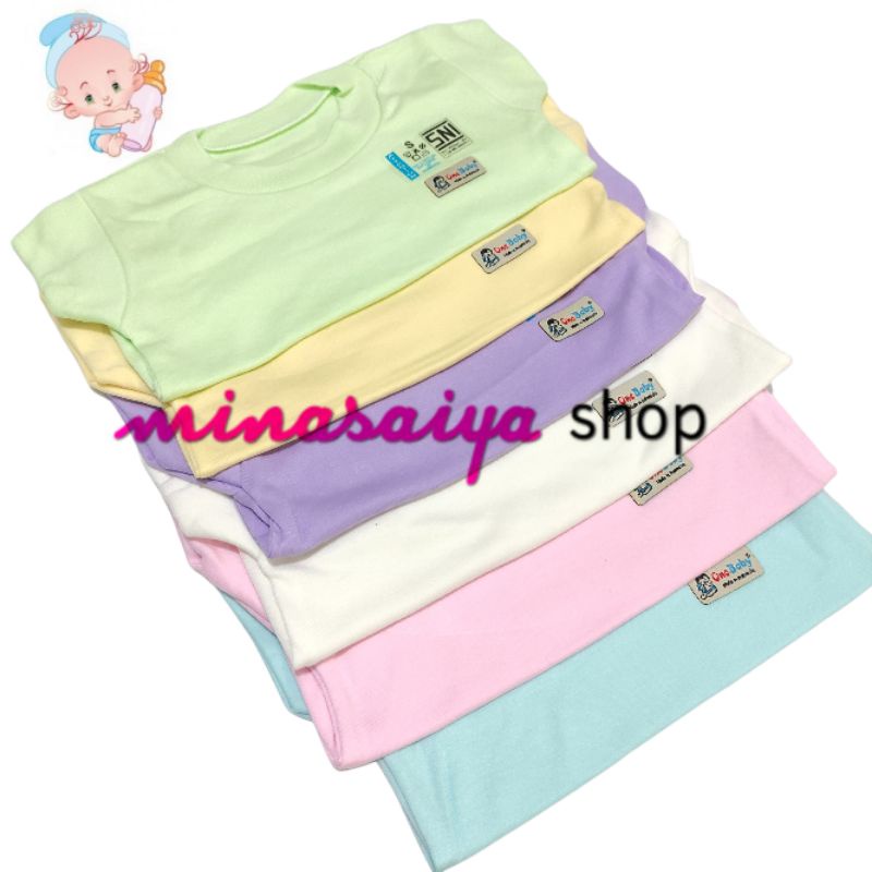 ONE BABY 3 pcs dan 6 pcs Kaos Oblong Bayi SNI Polos Lengan Pendek Uk. S - XL