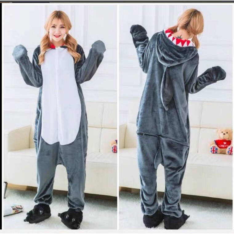 BAJU ONESIE KOSTUM BABY SHARK IKAN HIU ANAK COSPLAY PIYAMA