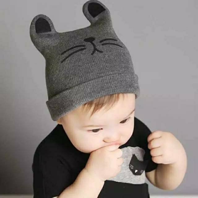 TOPI KUPLUK. ANAK BAHAN RAJUT LEMBUT KUALITAS PREMUM MOTIF KUCING