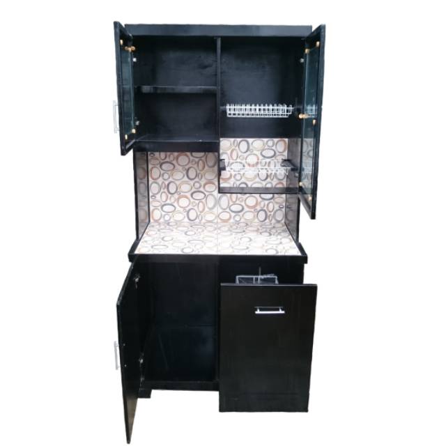 LEMARI DAPUR RAK PIRING KAYU KITCHEN SET 2 PINTU