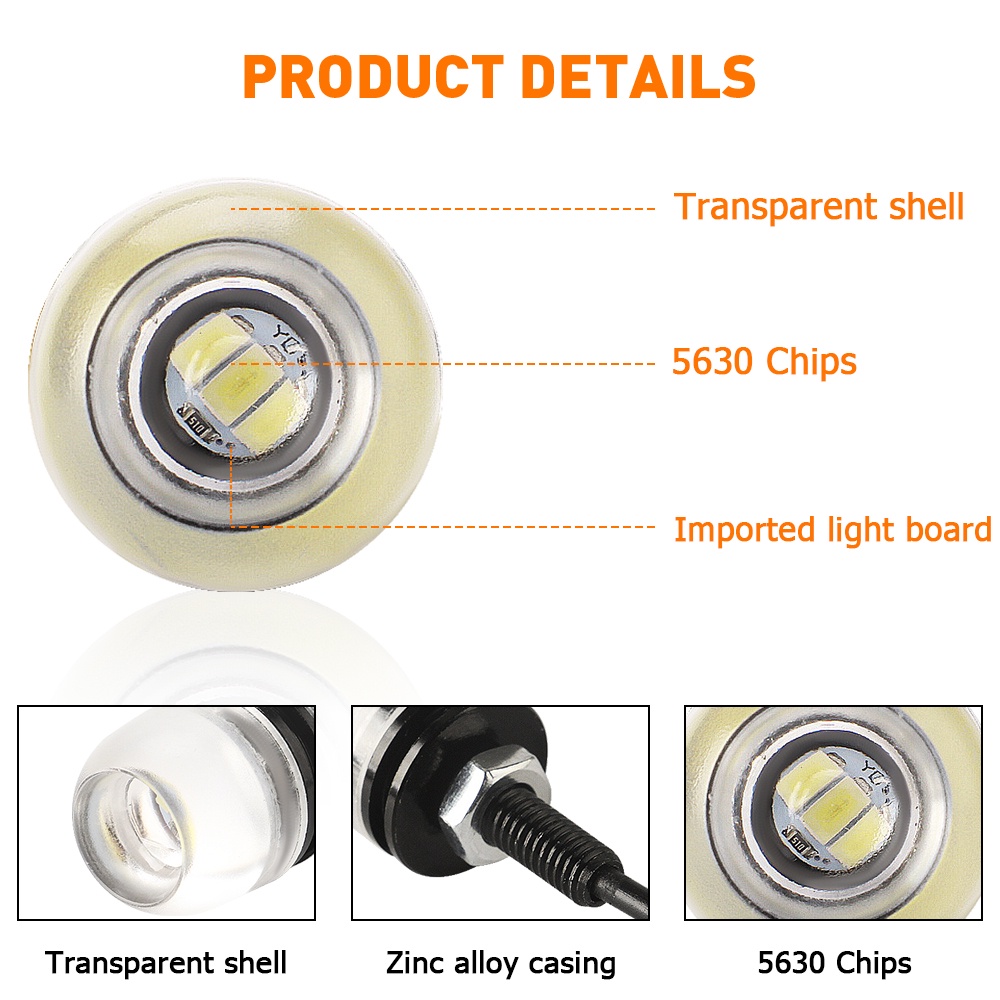 Lampu LED Eagle Eye 12v 18MM Tahan Air Untuk DRL / Fog Lamp / Sein / Mundur Mobil / Motor