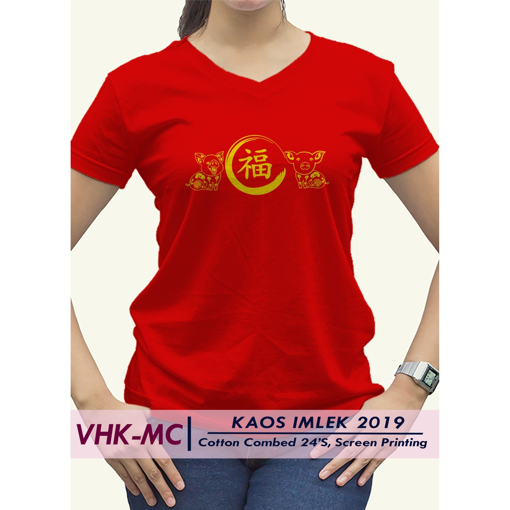 Kaos Imlek 2019 Baju Tema Imlek Gong Xi Fa Cai Vhkmc Shopee Indonesia