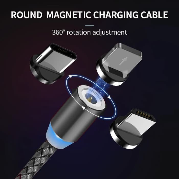 Kabel 3in1 magnetic magnet iphone android charger fast charging cable dapat 3 kepala