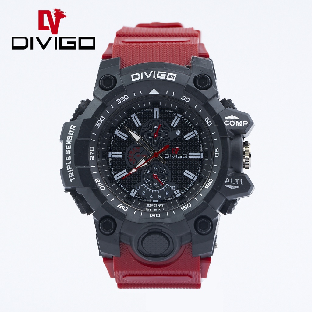 BS-Jam Tangan Pria DIVIGO Analog Sport Strab Rubber Water Resist Kode D4G-A