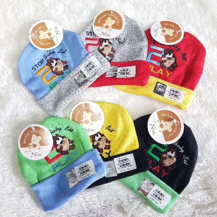 TOPI KUPLUK BAYI NIA GAMBAR  " TAZMANIA "|| TOPI BAYI USIA 0-6 BULAN