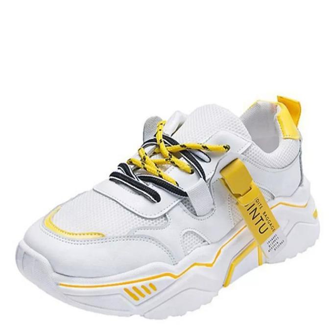 Ready Stock Original Sepatu Sneaker Wanita Korea Sport Jintu - Kuning, 37