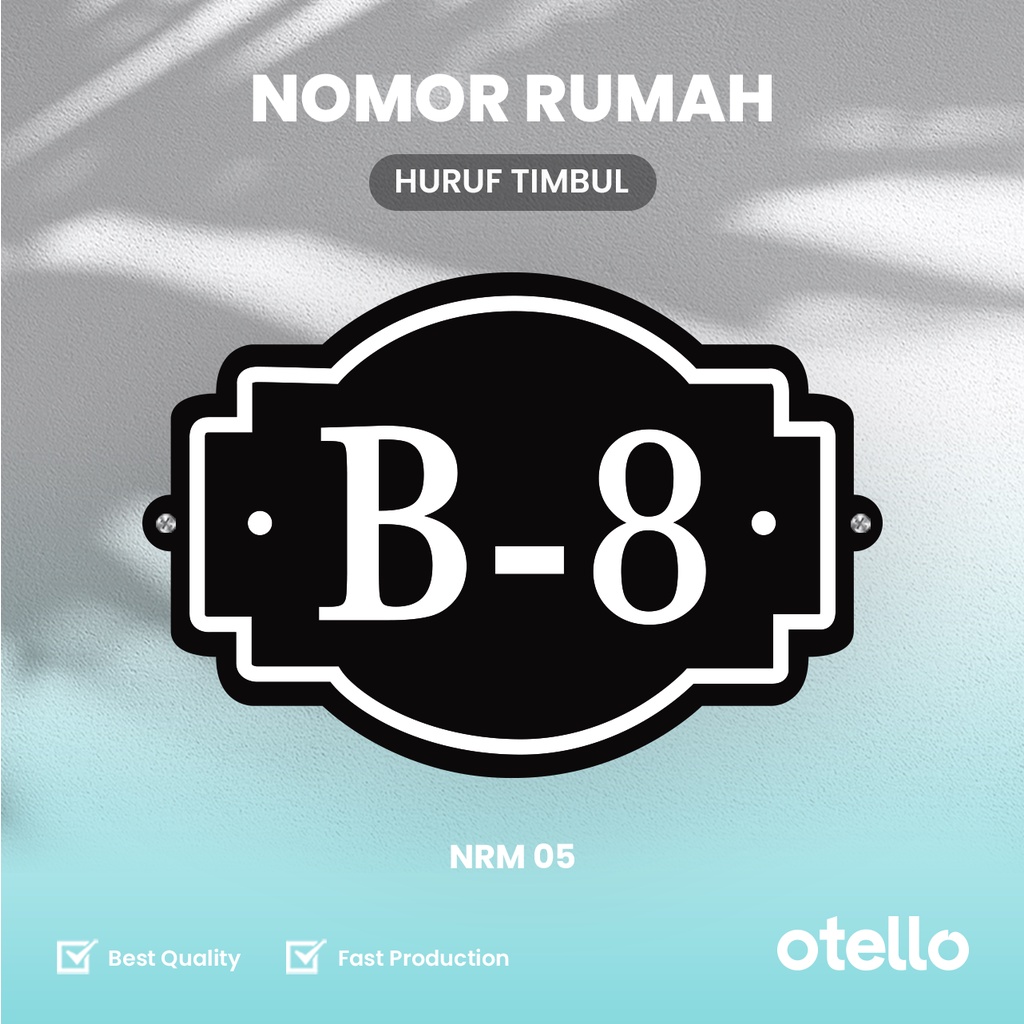 Nomor Rumah Acrylic Timbul Custom Nomer No Papan Alamat Rumah 3D Modern Minimalist Otello NRM 05