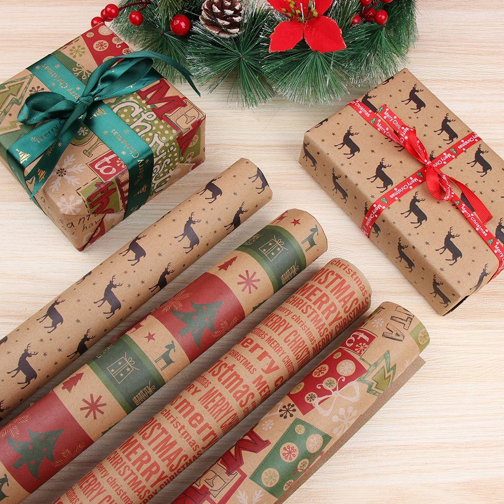 Solighter Wrapping Paper Hadir Dekorasi Tahun Baru Origami Paper DIY Craft Kraft Packing