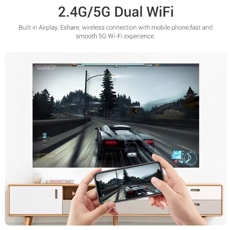 Proyektor Mini HD D048A Native 1080P LED Android WiFi Proyektor Video Home Cinema 3D Smart Movie Game Proyector Outdoor Travel