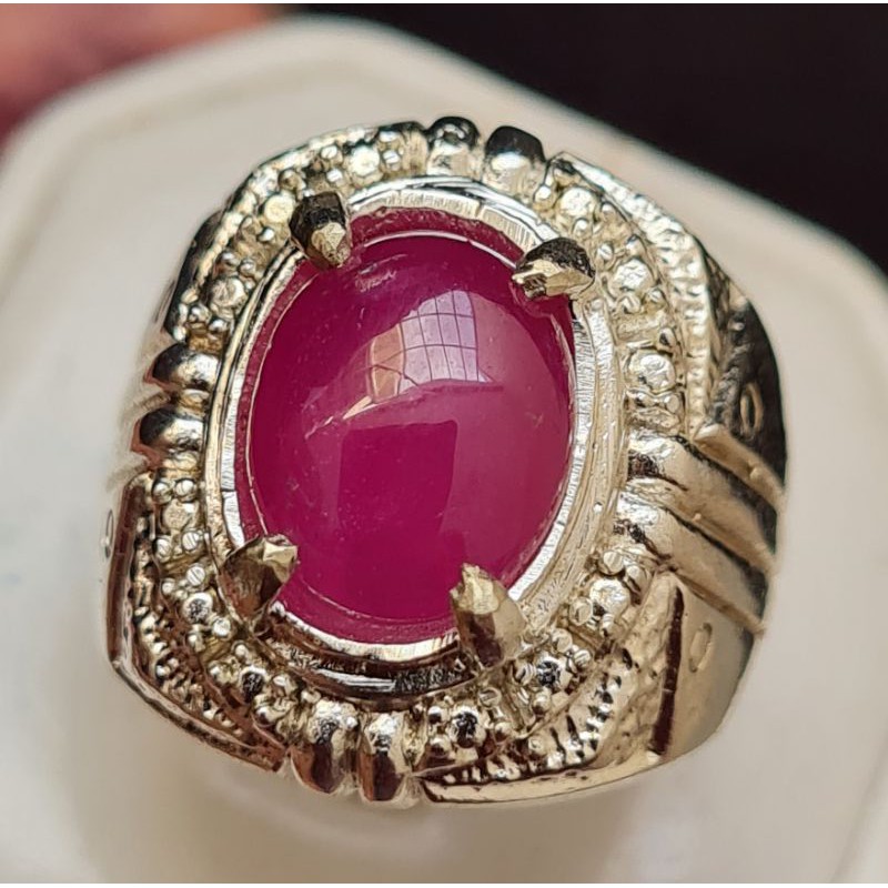 D527 cincin rubi ruby corundum asli ring alpaka no 16 atau 7.25 murah