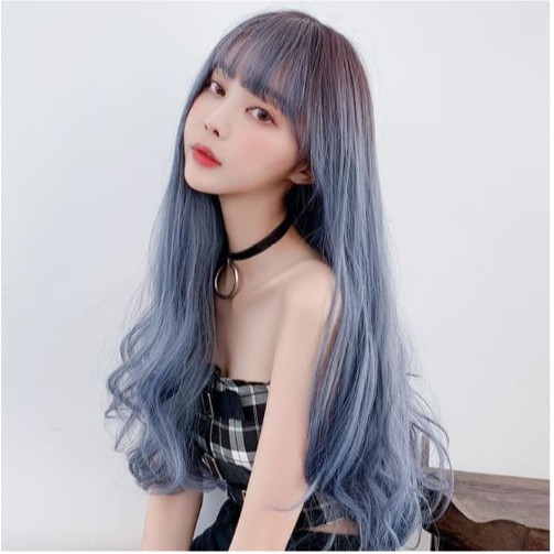 Wig Daily Lolita Ash Ice Blue wig cewek Import taobao